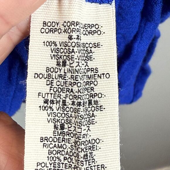 Free People Mini Dress Womens M Royal Blue Oxford Embroidered Oversized Bohemian - Picture 8 of 11